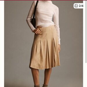 Anthropologie Maeve Beige A-Line Skirt
